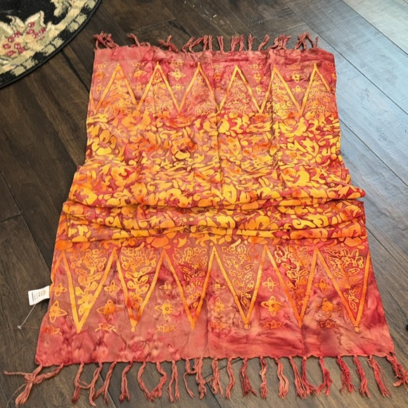 Tangerine Temple Tropical Cover Up Wrap Sarong - Picture 12 of 12